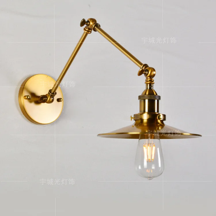Lámpara de pared de cabecera de concha dorada, iluminación de ingeniería de  Hotel, restaurante, platillo volador de cobre, brazo largo|Lámparas de  pared| - AliExpress