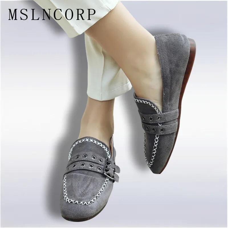 

Plus Size 34-44 New Women Flats Shoes Fashion Buckle Strap for Woman Casual Single Shoes Lady Soft Moccasins Boat Zapatos Mujer