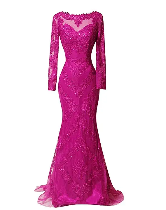2019 Long Sleeves Mermaid Prom Gowns Sparkly Applique Sequins Party Evening Dresses Long Vestido De Festa Longo
