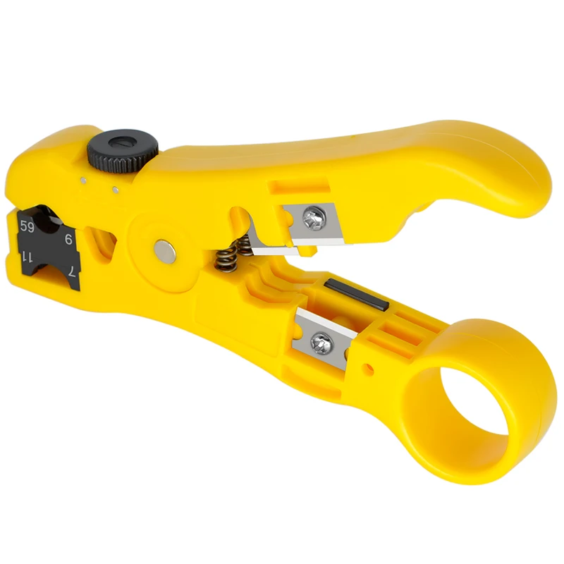 CNCOB Automatic Cable Wire Stripper Electric Stripping Tools for UTP/STP RG59 RG6 RG7 RG11 Multi-functional Cutter Str