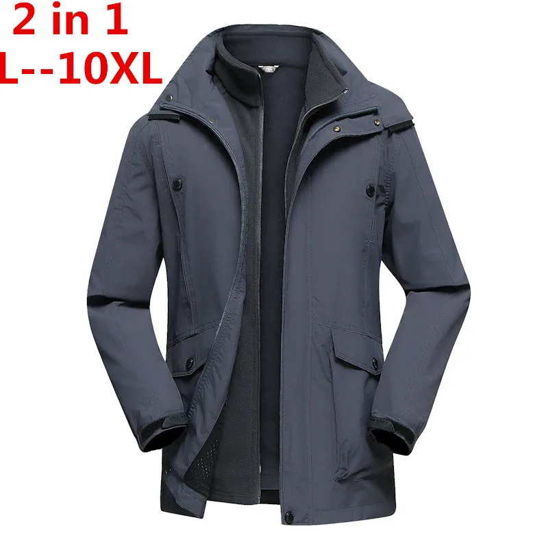 Плюс 10XL 8XL 6XL брендовая одежда 2018 Новое Стильное зимнее платье мужские ветровки