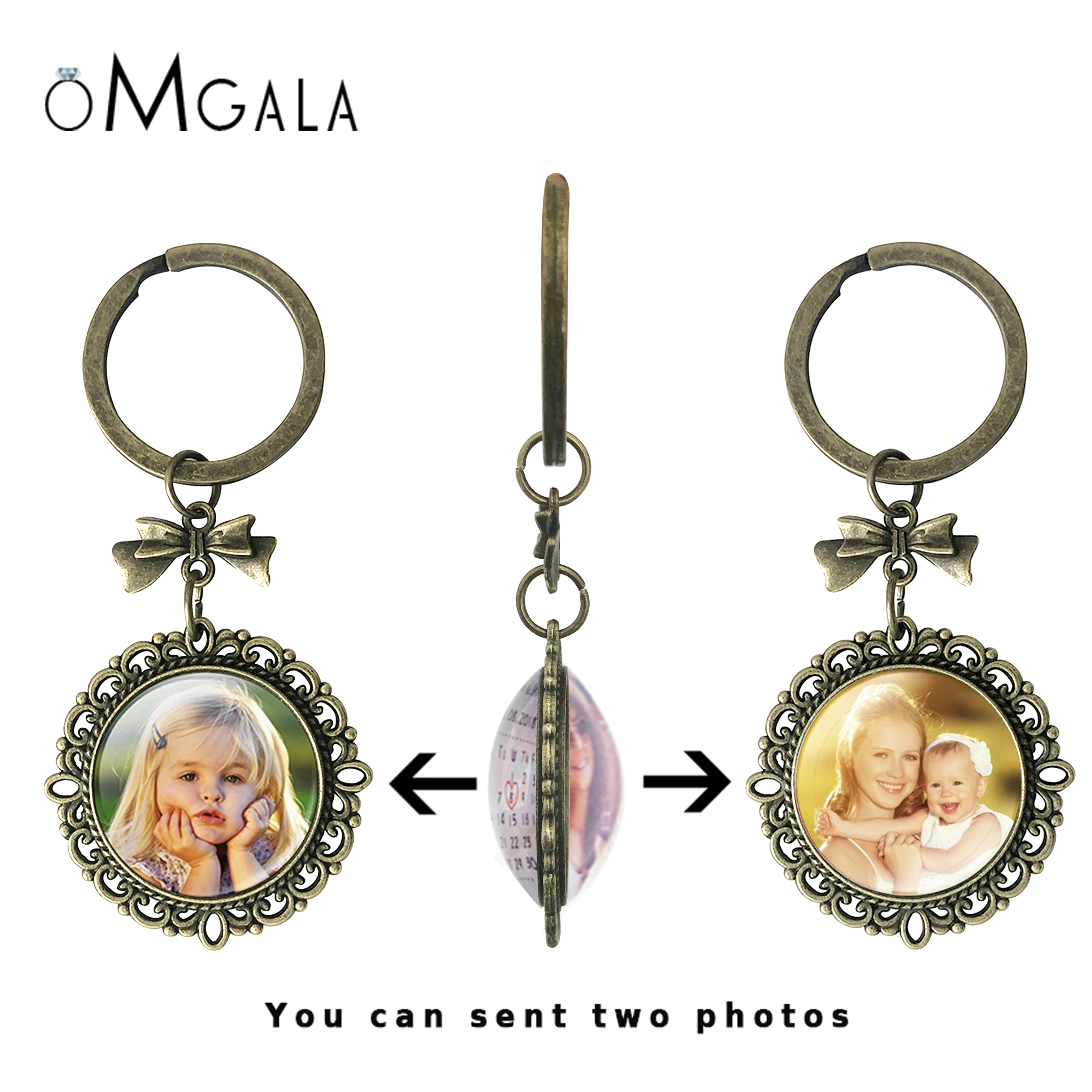 

Personality Photo Double Sides Key chains Baby Dad Mom Family Photo Portrait Private Custom Calendar Keychains Grandparents Gift