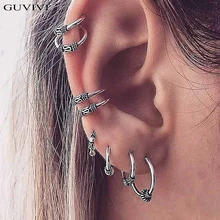 8 шт Панк Винтаж ухо клип Pendientes Brincos богемный Серебряный Цветной Круг манжеты Комплект сережек для женщин серьги, Надеваемые На ушной хрящ ювелирные изделия