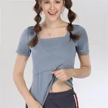 Новая женская сексуальная тонкая футболка с короткими рукавами для йоги дышащая одежда для фитнеса быстросохнущая Футболка Для Бега Спортзала занятий спортом