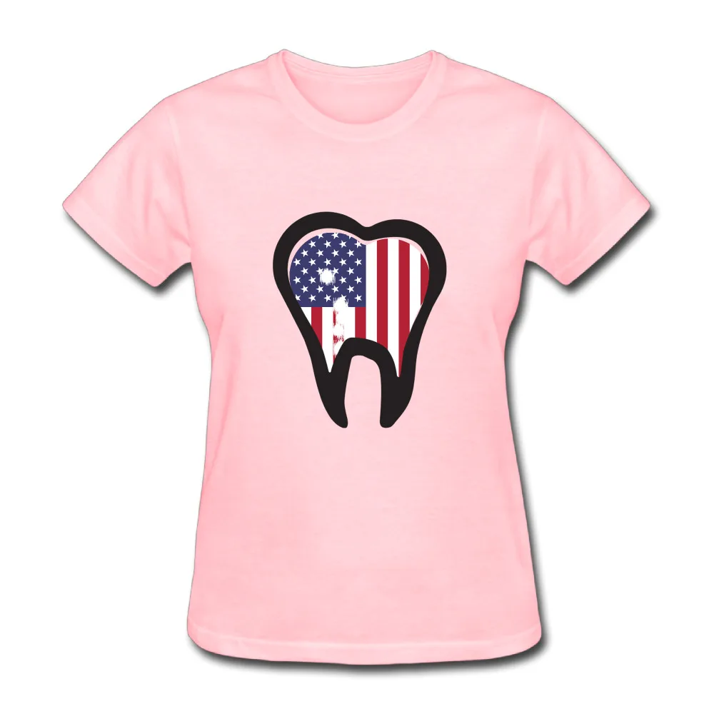 Patriotic Dentist T Shirts Women Short Sleeve Cotton American Flag Tooth tshirt Camisetas Casual USA Proud Female Tee Tops | Женская