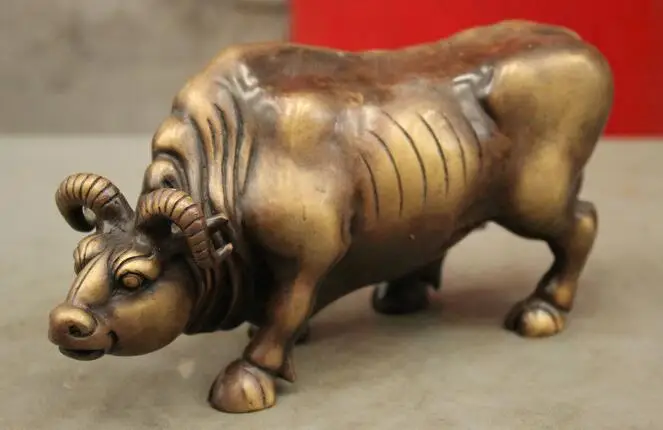 

S03266 8 China Chinese Pure Bronze Carving Cattle Oxen Bull Animal Art Statue Sculpture B0403