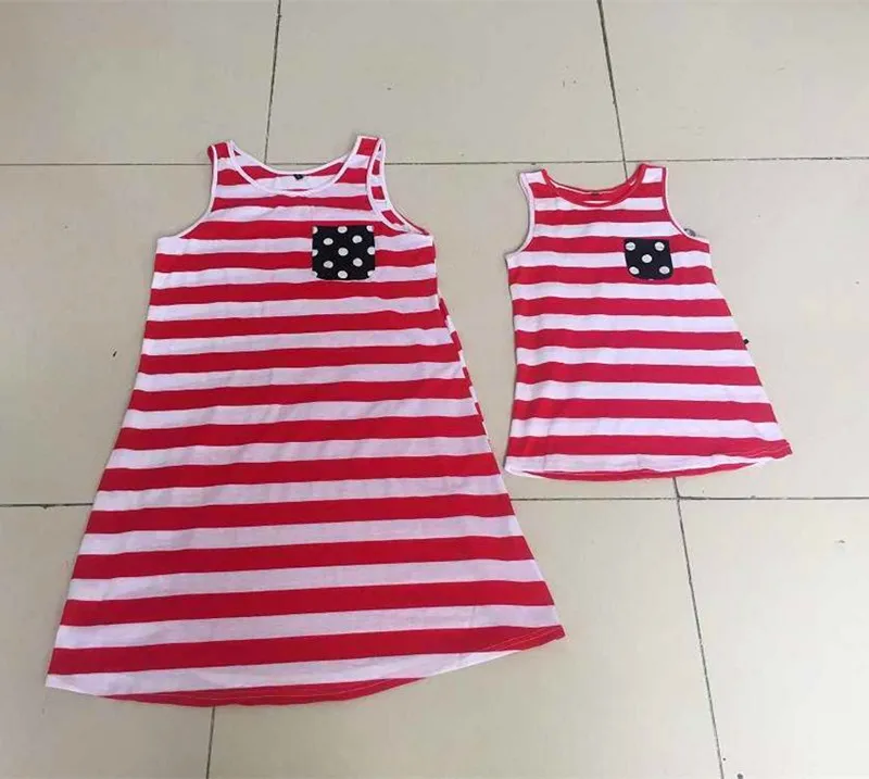 Mother And Daughter American Flag Dress Baby Girls Tassel Dresses Kids And Parents Summer Sun Dresses Family Matching Outfits
