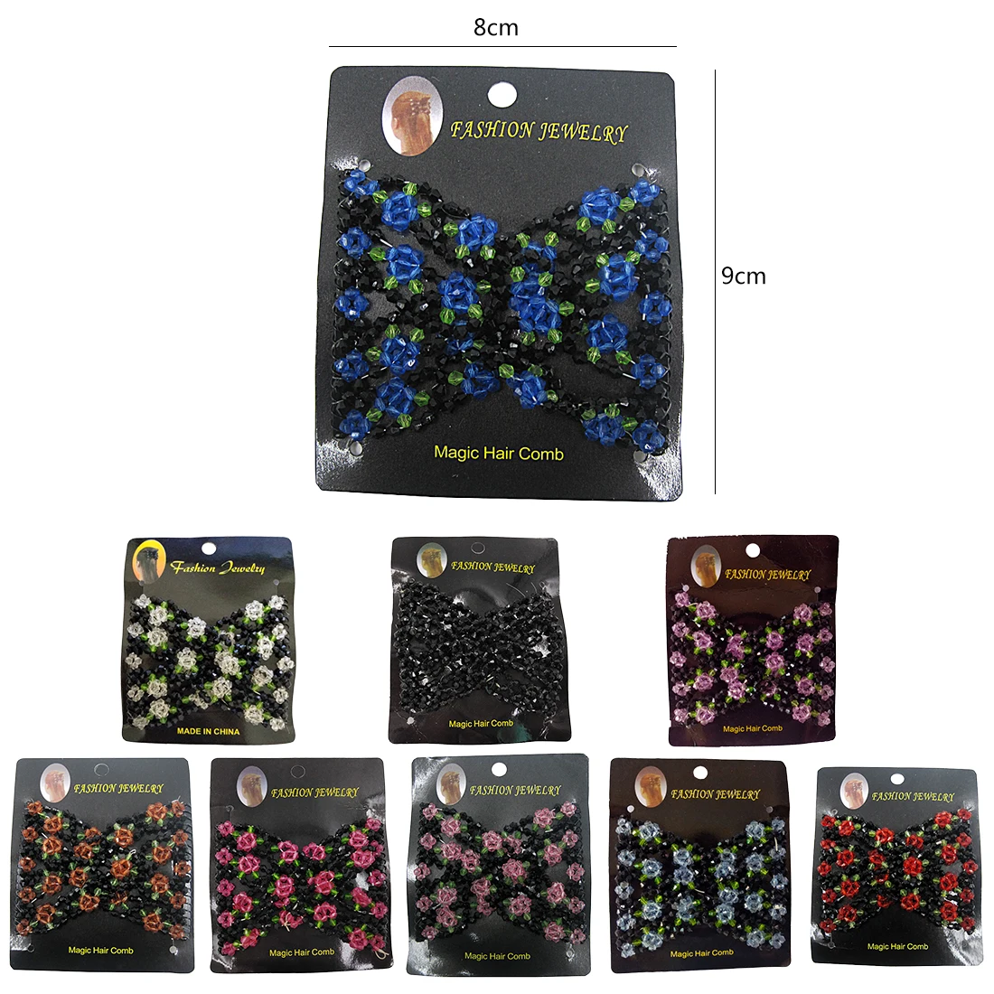 

Vintage Flower Bead Stretchy Hair Combs Double Magic Slide Metal Comb Clip Hairpins for Women Ladies Hair Accessories Gift
