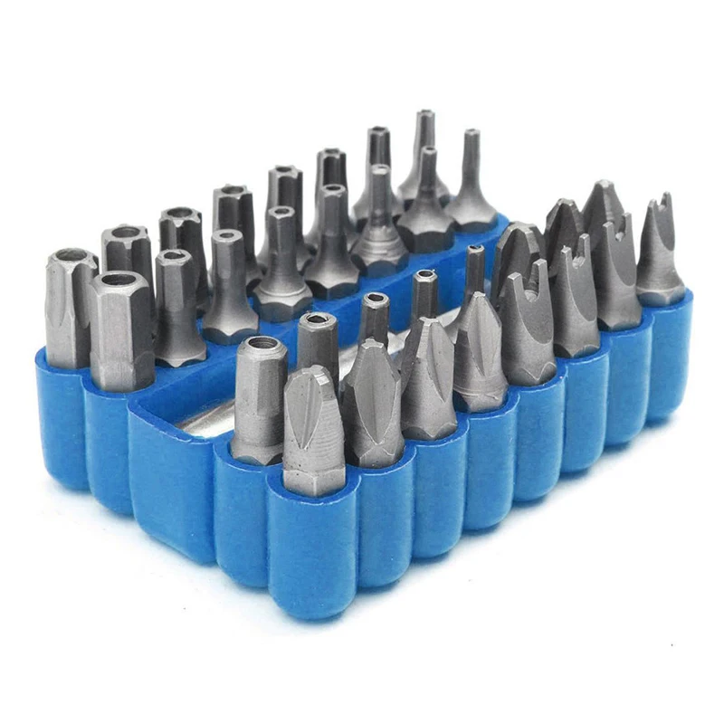 33pcs Electric Screwdriver Extension Holder Bit Magnetic Security Tamper Proof Bit Set Hex Star Spanner for Hand Tools