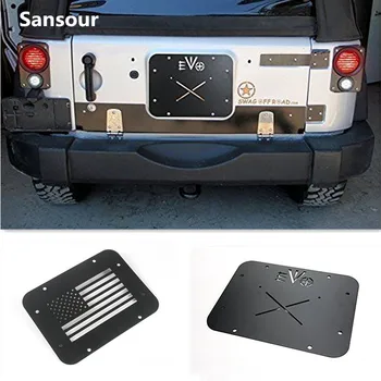 

Sansour Black EVO American Banner Flag License Plate Mount Tailgate Vent Cover For Jeep Wrangler JK 07-16 New