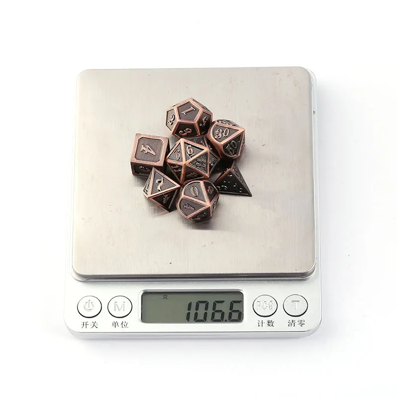 Chengshuo dnd dice metal rpg sets dungeons and dragons polyhedral 7pcs d20 10  6 8 12 Zinc alloy dice bronze table games digital