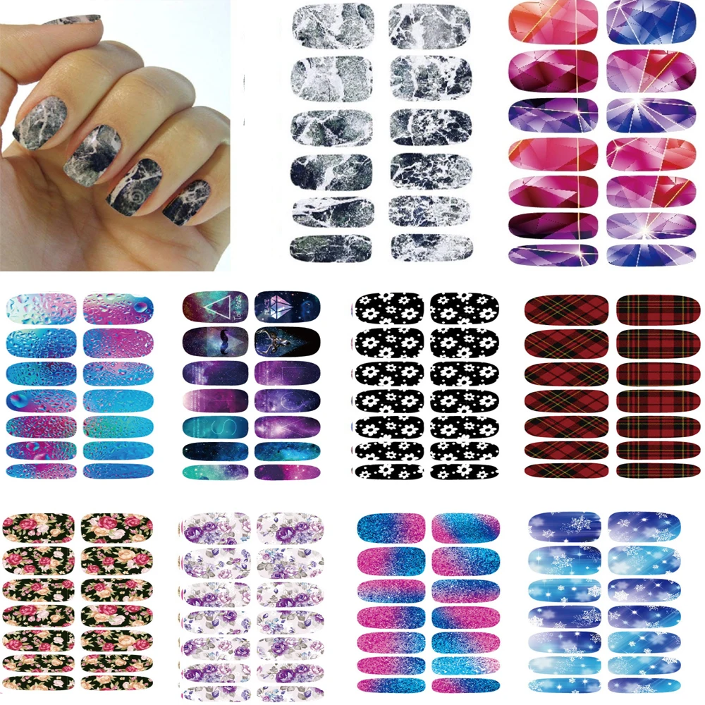 10pcs Set Color Nail Art Stickers Metallic Water Drops Space Water