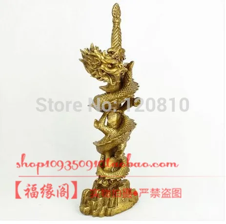 

Copper Dragon Dragon furnishings Double-edged sword Long Wang Cai rights of villain statue