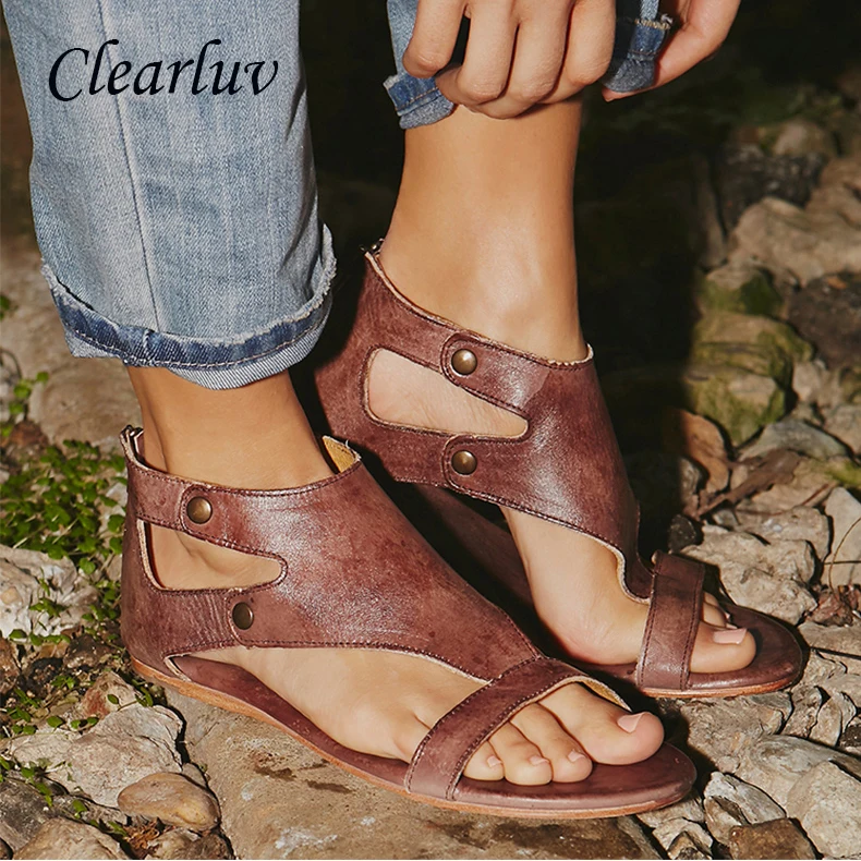 

Women Gladiator Sandals Women Casual Summer Shoes Female Flat Sandals Sexy rivets Ladies Beach Shoes