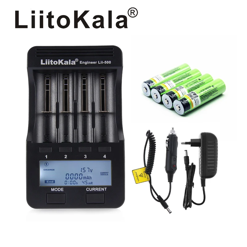 Зарядное устройство LiitoKala lii-500 3,7 V 18650 26650+ 4 шт 3,7 V 18650 3400 mAh INR18650B аккумуляторная батарея для фонариков