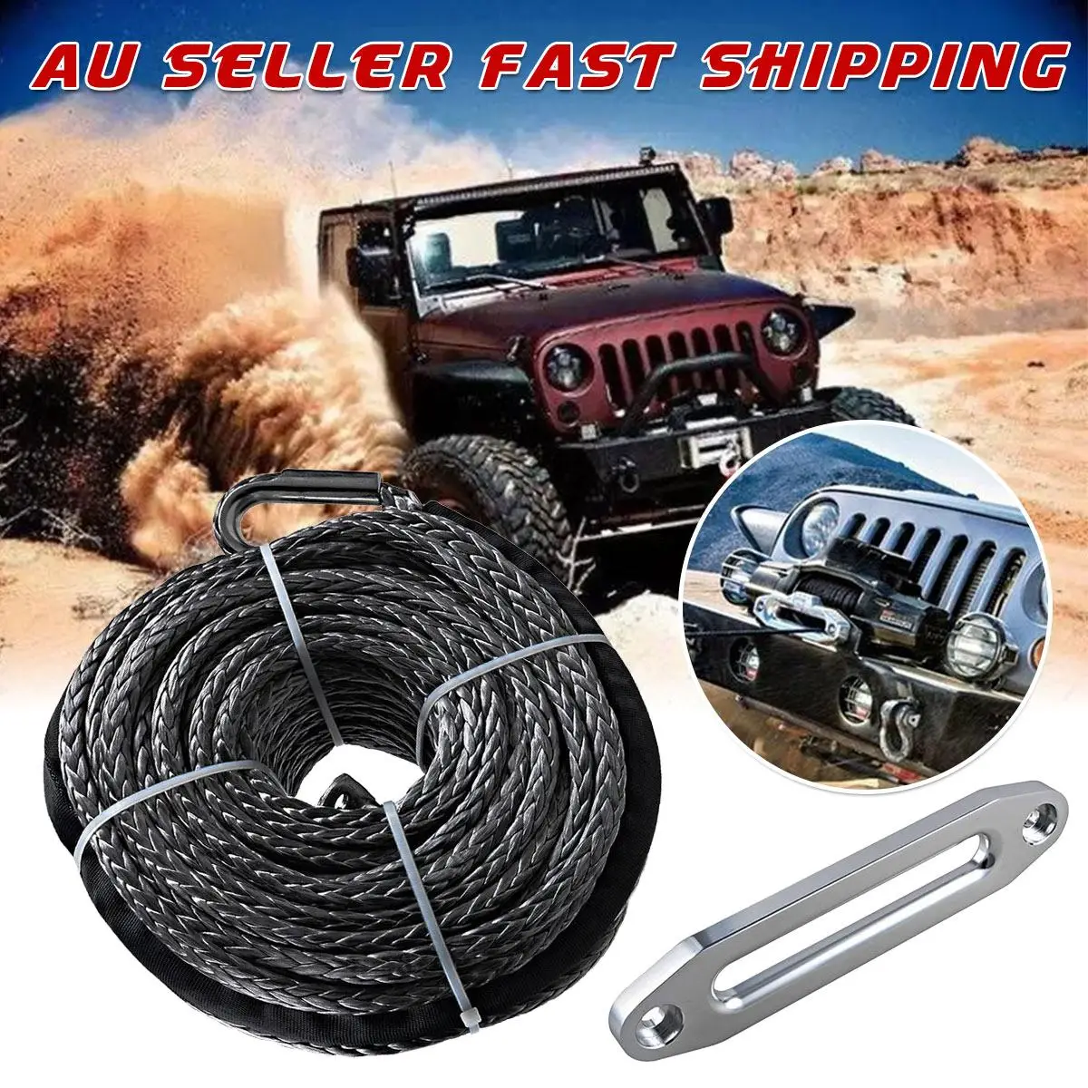 30 m * 9.5 مللي متر سيارة سحب حزام الاصطناعية حبل رفع خط كابل 7.5 طن/16500lbs للمركبة الثقيلة قبالة الطريق الطريق الانتعاش خطافات معدنية