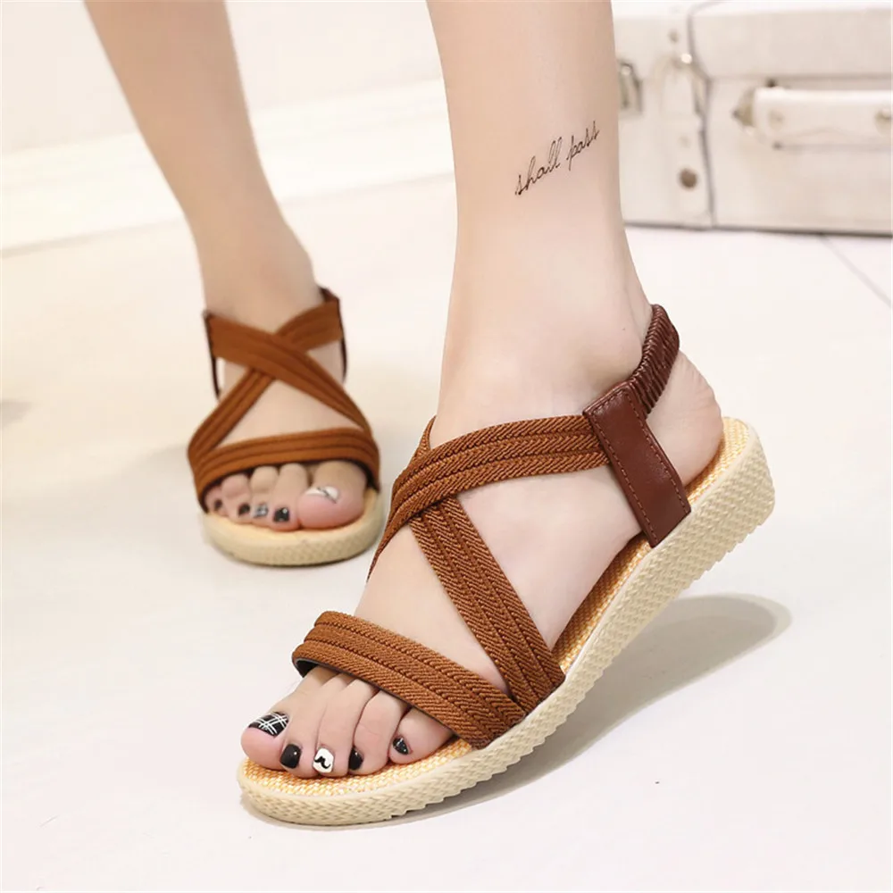 

Women's Sandals Shoes Summer small wedge with casual elastic cross belt ladies wear-resistant non-slip breathable skin-friendly