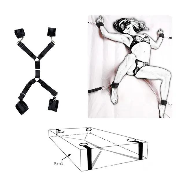 $US $11.61  Under Bed Restraint Kit Adjustable Straps Fit Almost Any Size Mattress with Flirting Tickler (Black