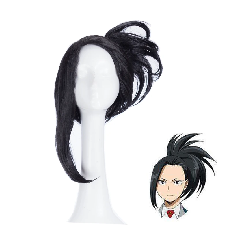 Аниме Boku no Hero academic YAOYOROZU MOMO парик косплей костюм My женские черные синтетические