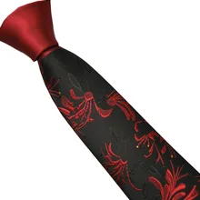 LAMMULIN мужские галстуки Красный Узел контрастный черный с красным цветочным жаккардовым шейный платок из микрофибры обтягивающий галстук 6 см