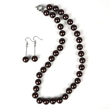 Ювелирные изделия из черных бусин, блестящее ожерелье и серьги из синтетического жемчуга, можно подарить друзьям и близким