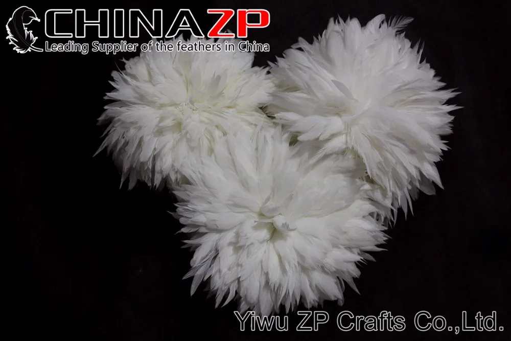 White Rooster Schlappen Strung Feathers (25)