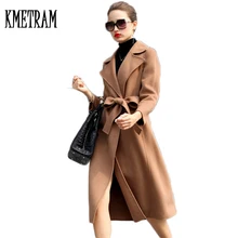 Высокое качество 95% кашемир шерстяное пальто женский кардиган пальто европейский стиль Осень Зима Шерсть Тренч Верхняя одежда WUJ0670