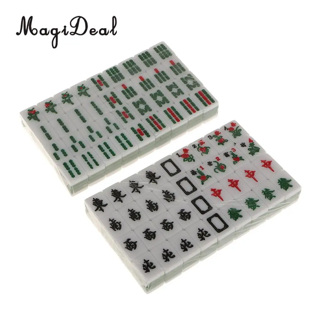 MagiDeal Portable Mini 16mm Mahjong Chinese Traditional Game Gathering Party Game MJ-022 for Camping Hiking Travel Game Kid Toy