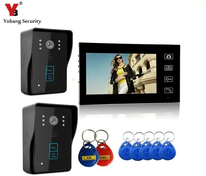 Yobang Security 2.4G Wireless Video Door Phone Intercom Doorbell 7 Inch LCD Home Security touch keypad door intercom