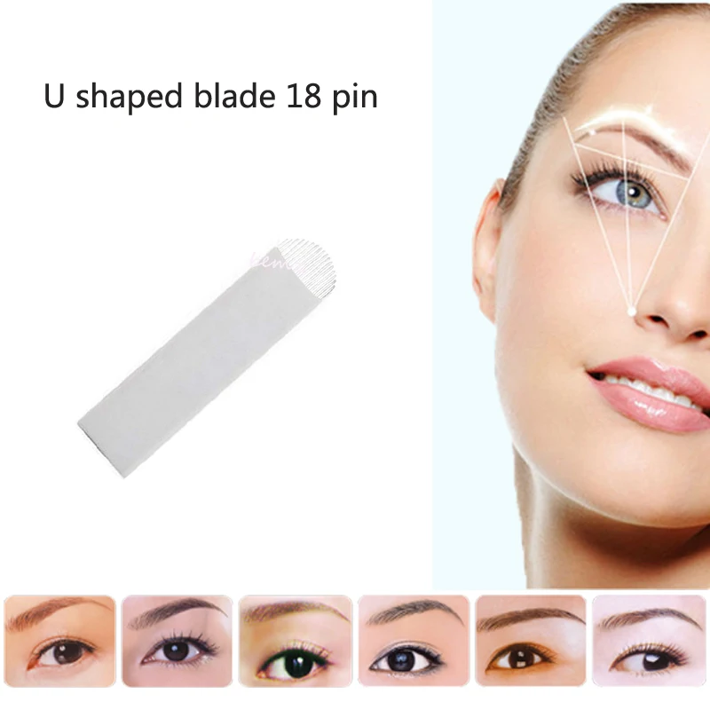 

Free shippig 100pieces 18 pin Stainless Steel 3D tattoo needle for Embroidery Eyebrow Permanent Makeup Needles Blade