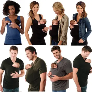 

Pudcoco Fashion Women Men T-shirt Mother Father Kangaroo Vest Parenting Child Tops Baby T-Shirts