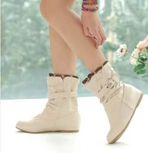 2017 new arrive soft leather ankle boots buckle women boots flats winter shoes ladies female autumn boots black,white,beige