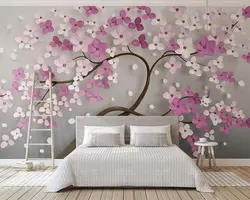 Beibehang заказ обои 3d стерео фиолетовые цветы дерево Nordic ТВ задний план стены украшения дома гостиная спальня