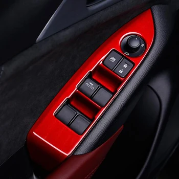 

ABS red For Mazda CX-3 CX3 2016 2017 2018 LHD Interior door armrest Car Window glass Switch Panel Cover Trim accessories 4PCS
