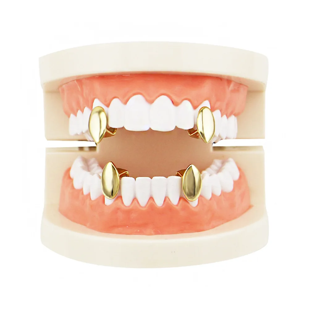Single Fangs Teeth Grillz 4 Color Smooth Silver Gold Rose Gold Color Grillz Teeth Cheap Teeth Set Hip Hop Men Jewelry -1 (3)