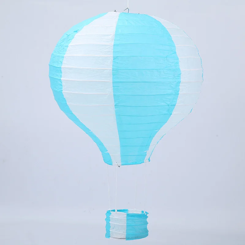 30cm 40cm hot air balloon chinese lantern rainbow heart striped printed lampion babyshower birthday wedding party decorations - Цвет: Light Blue Stripe