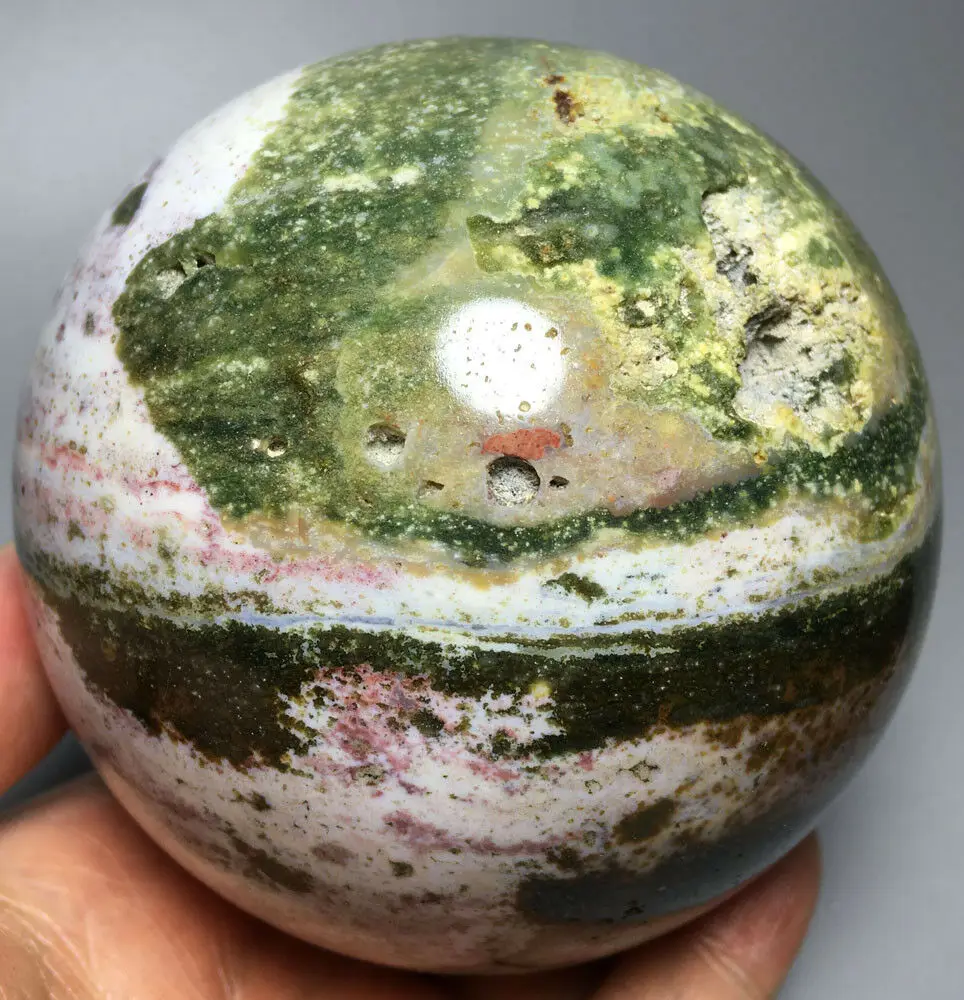 

1135g 96mm NATURAL OCEAN JASPER QUARTZ CRYSTAL BALL HEALING