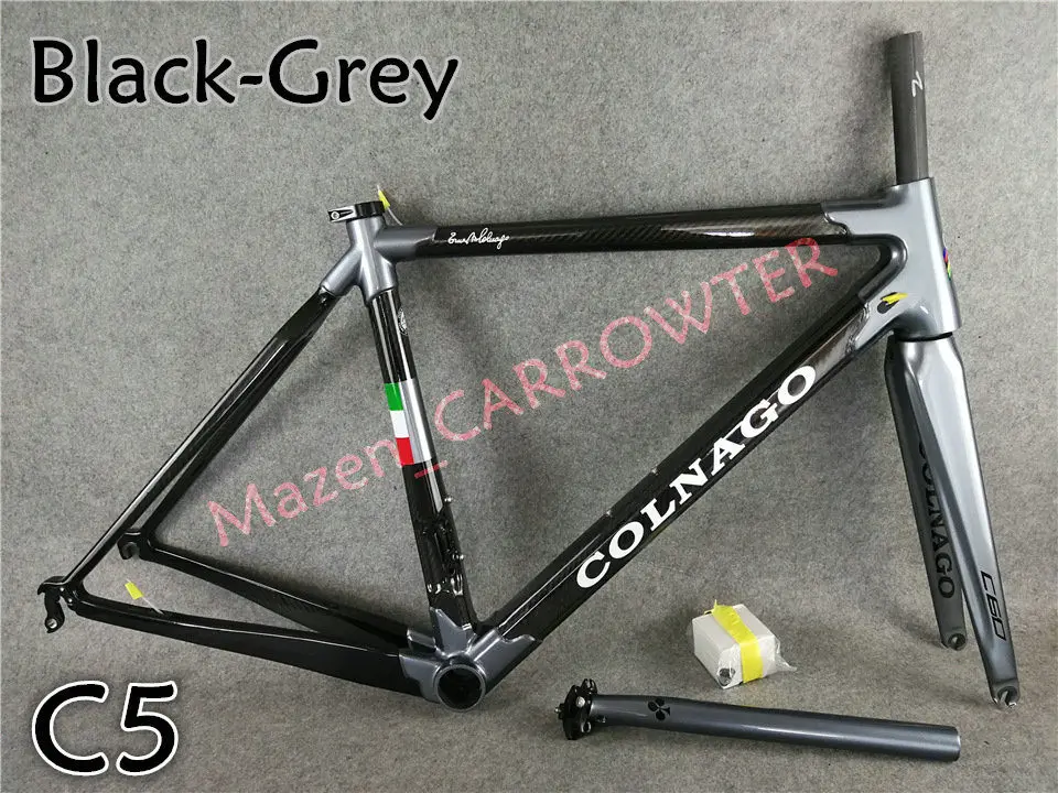 Flash Deal Black-Grey painted CARROWTER T1000 3K Glossy/Matte Colnago C60 carbon road frame bicycle Frameset With BB386 XS/S/M/L/XL 8