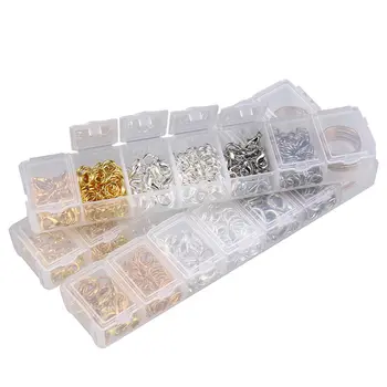 

1set/box Rhodium/Gold/Silver Closed Jump Rings/Lobster Clasps/Finger Rings for Jewelry Findings Accessories Kit Box F3059
