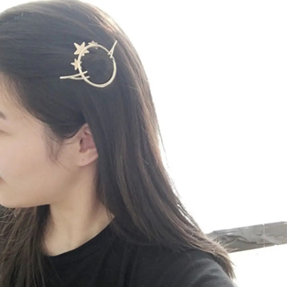 1 предмет Модные женские аксессуары для волос блестящая шпилька Pin металла геометрический сплав ободок для волос Круглый звезда шпильки для девочек аксессуары для волос