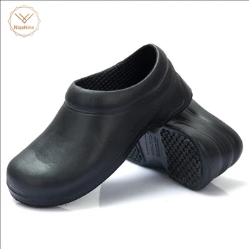 場合新ユニセックスシェフキッチン作業スリッパ庭の靴夏通気性ビーチフラット靴ミュール男性と女性 EVA 黒靴