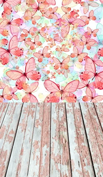 8x12FT цвета розовые бабочки стены потертые Peelings Винтаж деревянный пол