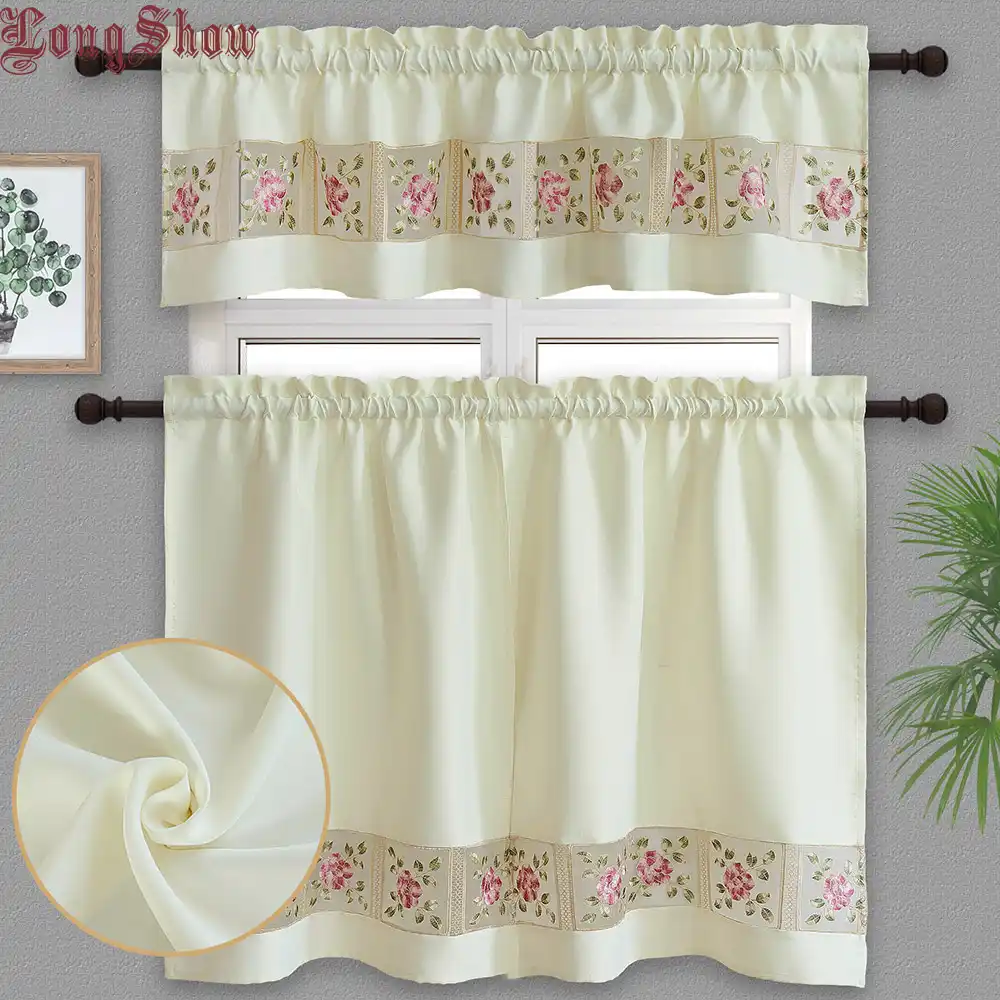 3 sht dekorativnye shtory iz organzy s vyshivkoj