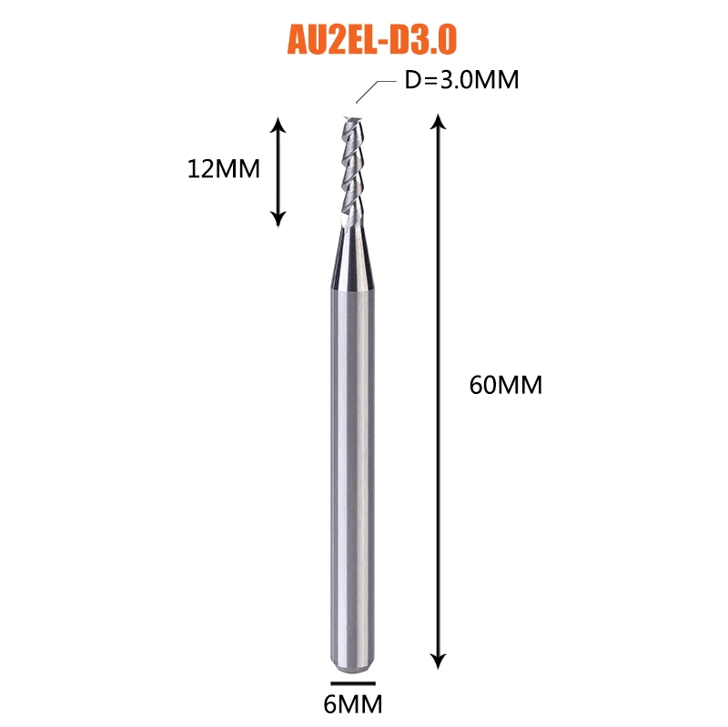 1 шт. плоский конец мельницы 2 флейты Конец фрезы d1-d12 концевые фрезы cnc уход за кожей лица и шлицевой фрезерный инструмент для обработки алюминия - Длина режущей кромки: 1PC-AU2EL-D3.0-H6