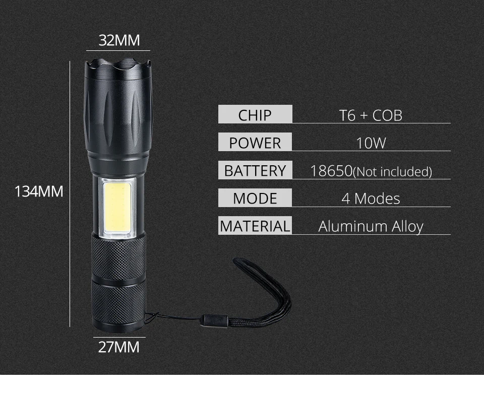 T6 3800LM Zoomable LED Flashlight Waterproof Hunting Lanterna  (3)