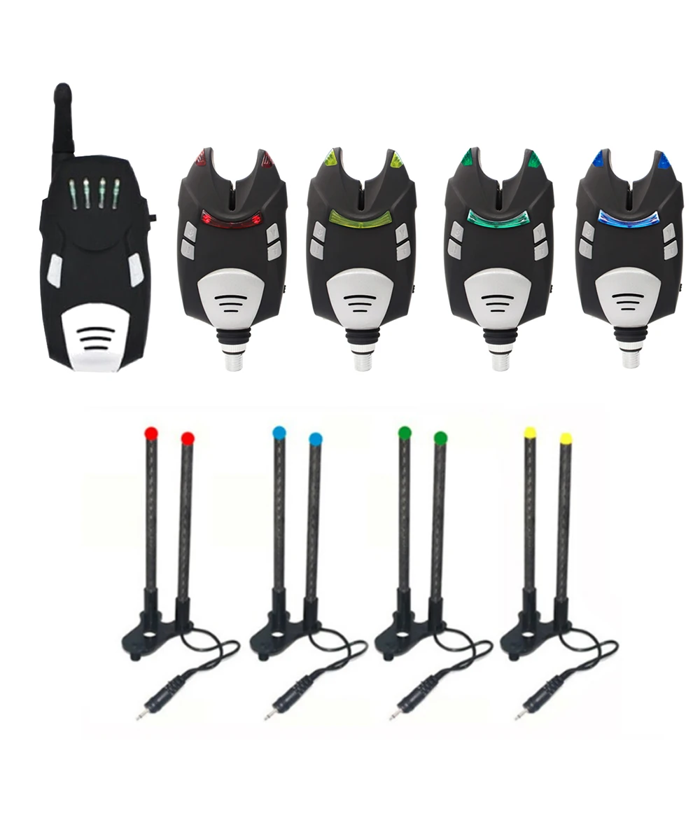 

OLDCARP 4+1 Wireless Digital Water-resistant fishing bite alarm in case with 4 Snag bar carp fishing set