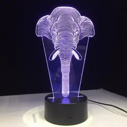 Оптические иллюзии 3D светодиодный светильник мило Лаки Слон Детские ночные огни малыш Спальня свет с USB Украшения дома и офиса наличии