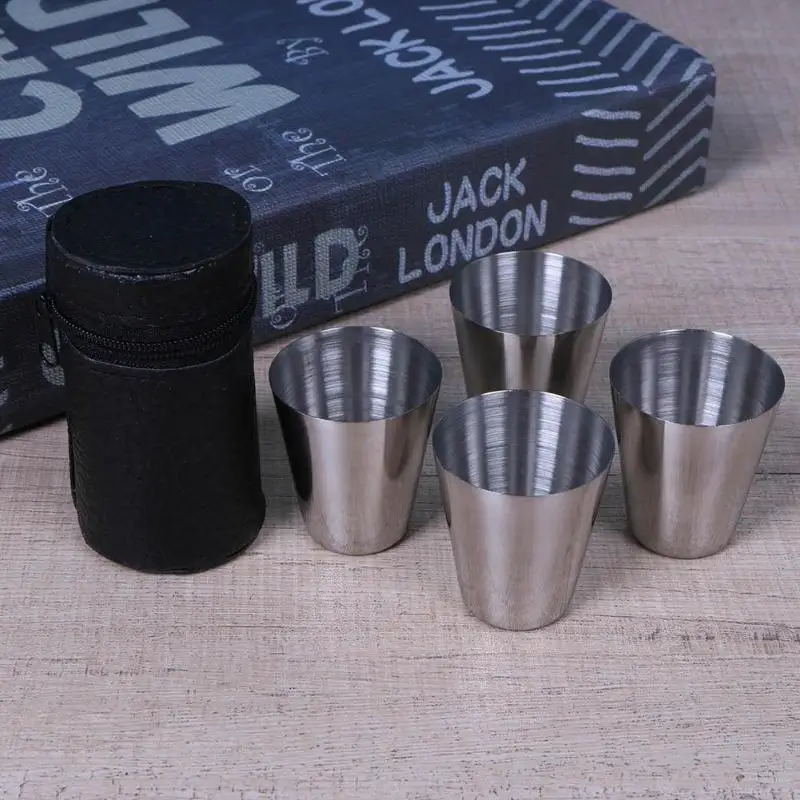 

30ml Funny Extremely practical A must for the busy traveler Outdoors Portable Stainless Steel 1oz Wine Cup with Cup Case