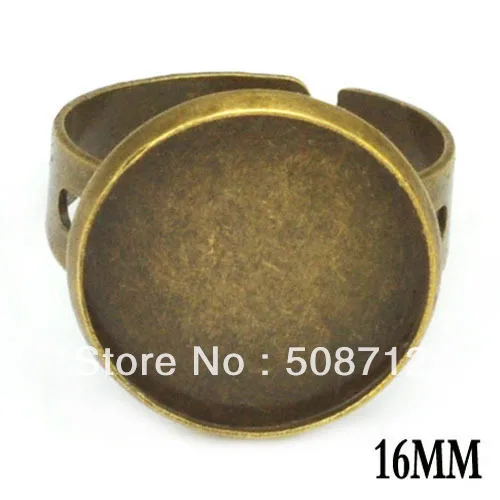 

free shipping!!!!!100pcs/lot Antique Bronze Fit 16mm Cameo Cabochon Ring Base, Adjustable Ring Blank,Ring settings