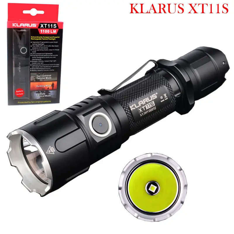 

Original KLARUS XT11S CREE XP-L HI V3 LED 1100 Lumens USB Rechargeable Tactical Flashlight with 2600 mAh 18650 Battery